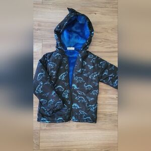 Kids Black/Blue Dino Hooded Jacket